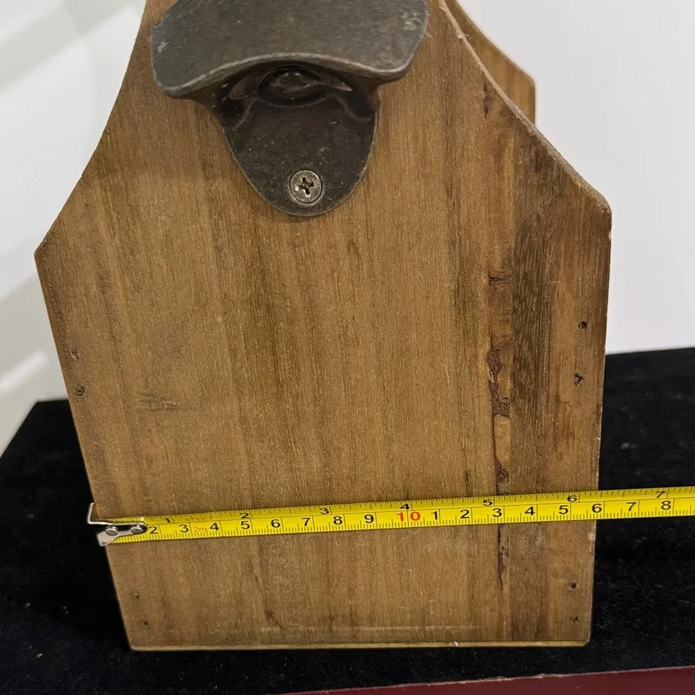 Wooden Rustic Farmhouse Bottle Caddy, 6 Slots for Bottles/Cans, Built-In Bottle